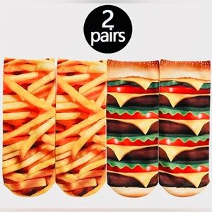Fun Ankle Socks 🍔 Burger & 🍟 Fries ONE SIZE for women & teens